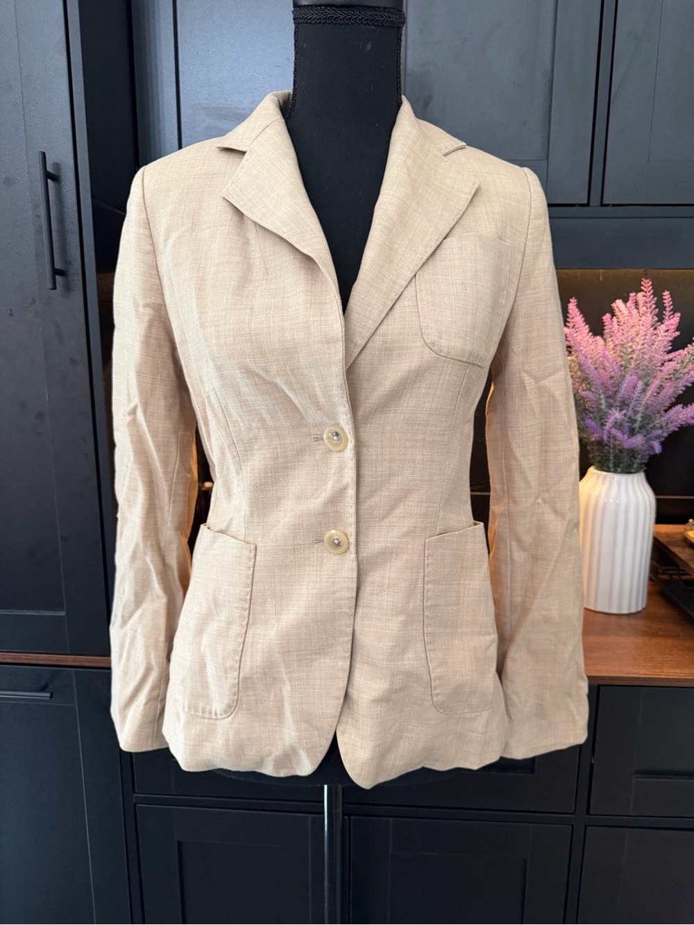 Banana Republic Light Beige Two-Button Tailored Blazer